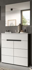 Garderobe Set 2-teilig Cooper in wei� und grau Schuhkommode und Spiegel, Soft-Close