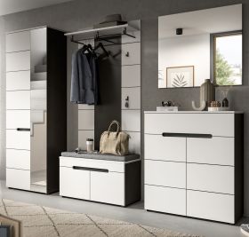Garderobe Set 5-teilig Cooper in Wei� und Basalt Grau, Komplett-Set 255 cm mit Soft-Close