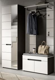 Garderobe Set 3-teilig Cooper in Wei� und Basalt Grau 160 cm, Soft-Close