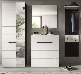 Garderobe Set 4-teilig Cooper in wei� und grau 220 cm, Soft-Close