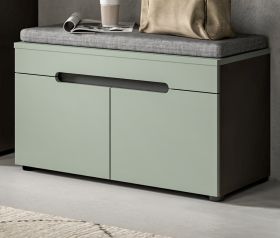 Garderobe Sitzbank Cooper in Salbei und Basalt Grau Garderobenbank 80 cm, Soft-Close