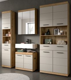 Badm�bel Set 4-teilig Shawn in Sand Kashmir und Evoke Eiche Badkombination 200 x 191 cm