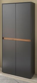 Schuhschrank Center in grau matt und Wotan Eiche Flurschrank 85 x 195 cm