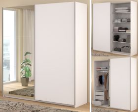 Kleiderschrank Swing in wei� Schiebet�renschrank 2-t�rig mit Spiegel 178 x 203 cm, Soft-Close