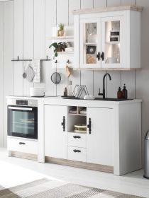 K�che Rovola in wei� Pinie Landhaus K�chenschrank Set 4-teilig 191 x 200 cm
