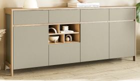 Sideboard Finnes in Salbei und Eiche Kommode skandinavisch 193 cm, Soft-Close