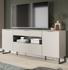 TV-Lowboard Morena in kaschmir und schwarz TV Unterteil 185 cm, Soft-Close