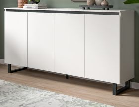 Sideboard Gelia in wei� mit schwarz Kommode 160 x 84 cm, Soft-Close