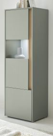 Vitrine Center in Salbei und Barista Eiche Vitrinenschrank 50 x 155 cm
