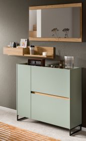 Garderobe Set 3-teilig Borga in Salbei und Artisan Eiche 140 x 192 cm, Soft-Close