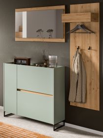 Garderobe Set 3-teilig Borga in Salbei und Artisan Eiche 175 x 192 cm, Soft-Close