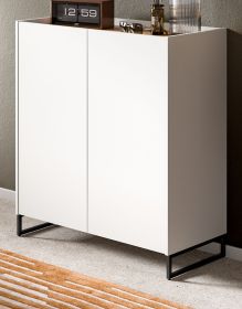 Schuhschrank Borga in wei� und Artisan Eiche Flur Kommode 90 x 97 cm, Soft-Close