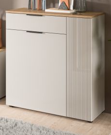 Schuhschrank Skid in Kaschmir Sand und Evoke Eiche Flur Kommode 80 x 88 cm
