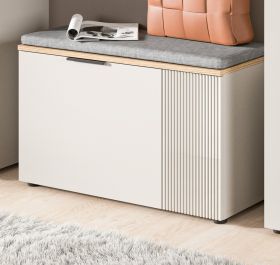 Garderobe Sitzbank Skid in Kaschmir Sand und Evoke Eiche Garderobenbank 80 cm