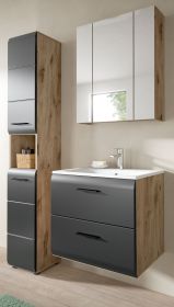 Badm�bel Set 3-teilig Cover in schwarz matt und Nox Eiche 105 x 185 cm, inkl. Waschbecken