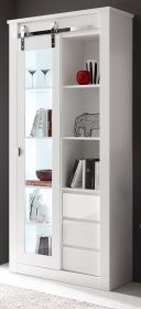 Vitrine Miami in wei� Hochglanz Vitrinenschrank 93 x 201 cm, Soft-Close