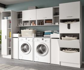 Waschmaschinenschrank Flexy in wei� Set 8-teilig 300 x 196 cm