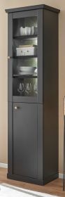 Vitrine Filmore in Schwarz matt und Eiche Landhaus 55 x 200 cm, Soft-Close