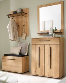 Garderobe Set 5-teilig Design-D in Evoke Eiche 170 x 200 cm, Soft-Close