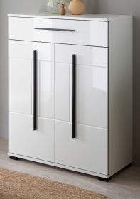 Schuhschrank Design-D in Wei� Hochglanz 80 x 103 cm, Soft-Close