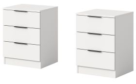Nachttisch Set Swan in wei� 2x Nachtkommode in Komforth�he 45 x 60 cm