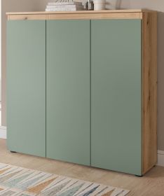 Kommode Assino in Gr�n und Eiche 105 x 111 cm, bis zu 10 F�cher