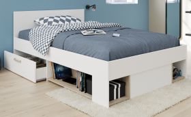 Stauraumbett Mika in wei� und Eiche Funktionsbett mit Bettschubkasten Set Liegefl�che 120 x 200 cm