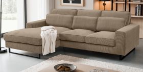 Sofa Valero in braun-beige Cord Ecksofa 4-Sitzer 276 x 183 cm