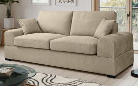 Sofa Novana in beige Strukturstoff 3-Sitzer 221 cm
