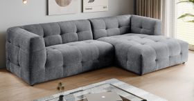 Sofa Astaro in grau Webstoff Ecksofa 5-Sitzer 292 x 161 cm