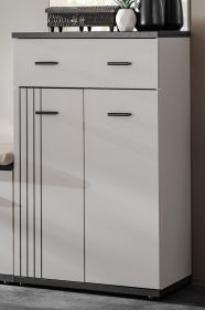 Flurkommode Vektor in Kaschmir und schwarz Flurschrank mit Streifenmuster 60 x 96 cm
