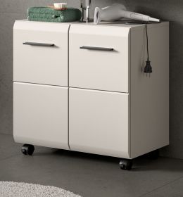 Waschbeckenunterschrank Cover in Kaschmir / Sand Badschrank auf Rollen 60 cm