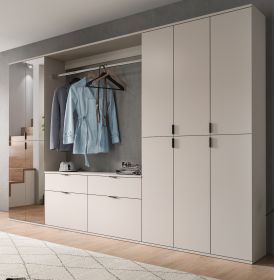 Garderobe Set Line-Up in Kaschmir, Garderobenschrank mit Spiegel 273 x 193 cm