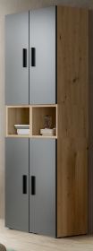 Stauraumschrank Onawa in Grau und Artisan Eiche Mehrzweckschrank 65 x 178 cm