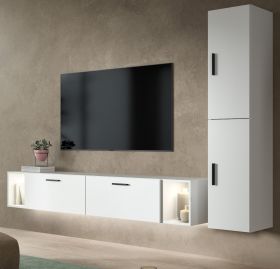 Wohnwand Onawa in wei� Wohnkombination h�ngend / stehend 249 x 184 cm