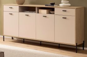 Sideboard Ingar in Kaschmir und Eiche,  Kommode 205 x 95 cm mit Soft-Close