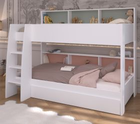 Parisot Etagenbett Leo in Wei�, Kinder und Jugendzimmer Hochbett Liegefl�che 2x 90 x 200 cm