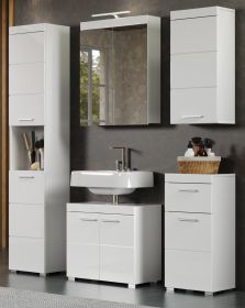 Badezimmer Badm�bel Set Adamo in wei� Hochglanz Badkombination 5-teilig 163 x 190 cm