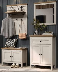 Garderobe Set 4-teilig Cozy in Kaschmir und Stein Eiche Landhaus Garderobenkombination 160 cm, Soft-Close