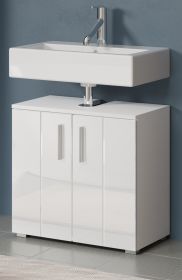 Waschbeckenunterschrank Bianco in wei� Hochglanz,  Badschrank 60 x 58 cm