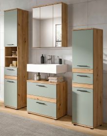 Badm�bel Set 4-teilig Bailey in Salbei und Artisan Eiche, Badkombination 164 x 191 cm