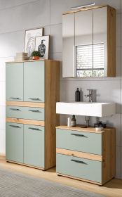 Badm�bel Set 4-teilig Bailey in Salbei und Artisan Eiche Badkombination inkl. LED 147 x 191 cm