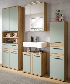 Badm�bel Set 5-teilig Bailey in Salbei und Artisan Eiche Badkombination inkl. LED 199 x 191 cm