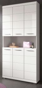 Badezimmer Hochschrank Shawn in wei� Hochglanz Badschrank 90 x 191 cm
