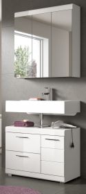 Badm�bel Set 2-teilig Shawn in wei� Hochglanz Badkombination 80 x 191 cm