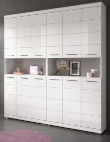 Badezimmer Hochschrank Set Shawn in wei� Hochglanz 2x Mehrzweckschrank 180 x 191 cm