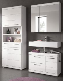 Badm�bel Set 3-teilig Shawn in wei� Hochglanz Badkombination 169 x 191 cm