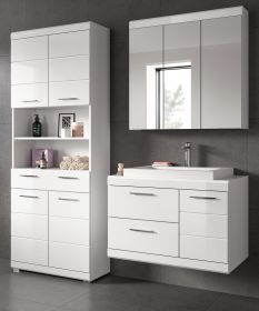 Badm�bel Set 4-teilig Shawn in wei� Hochglanz Badkombination mit Waschbecken 169 x 191 cm