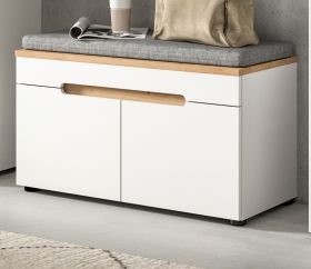 Garderobe Sitzbank Cooper in wei� und Artisan Eiche Garderobenbank 80 cm, Soft-Close