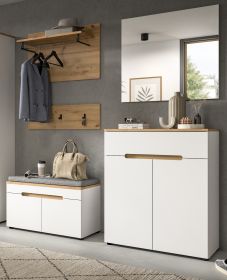 Garderobe Set 5-teilig Cooper in wei� und Artisan Eiche 175 cm, Soft-Close